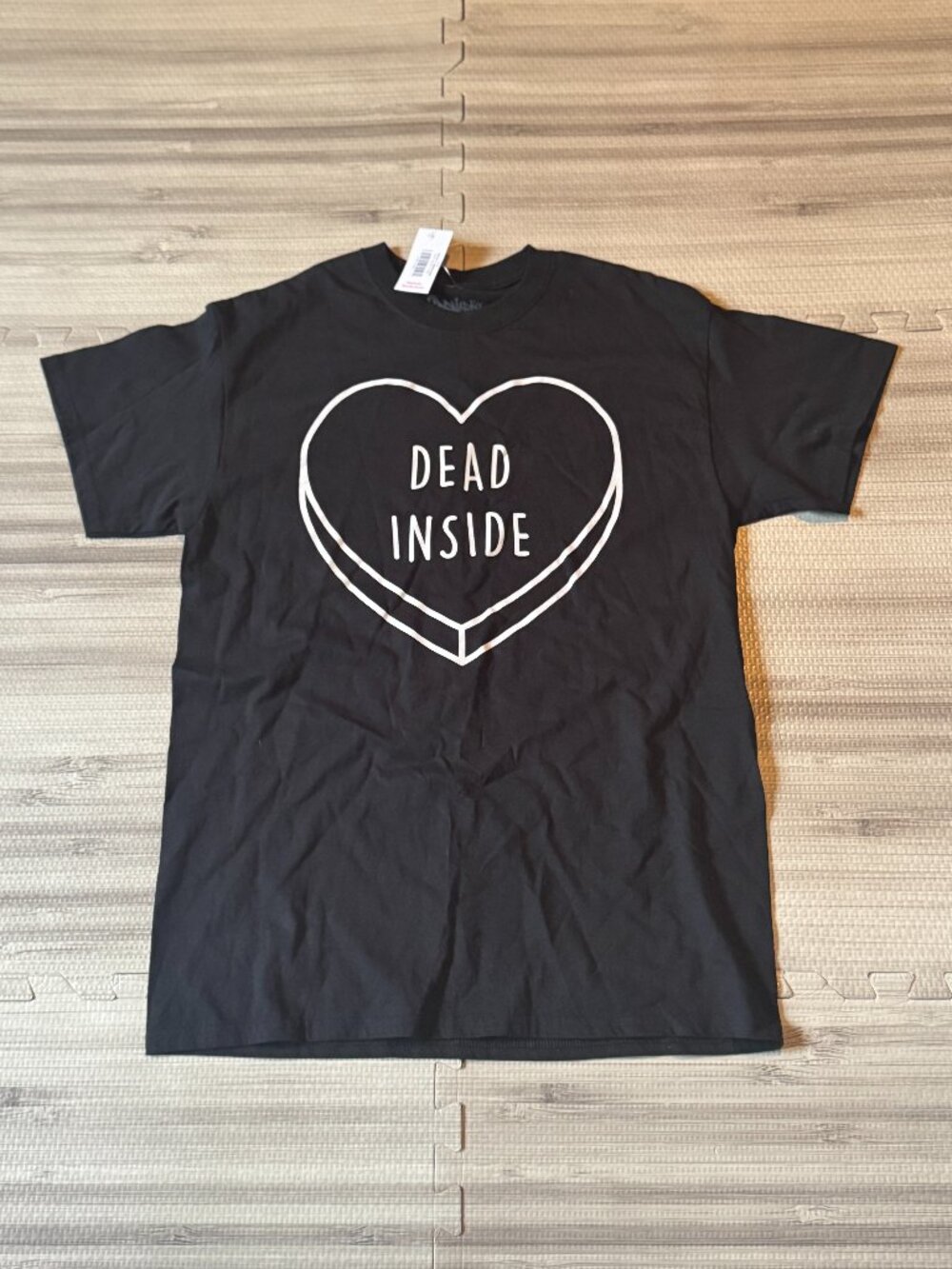 NWT Spencer's Black Dead Inside Candy Heart Graphic Tee